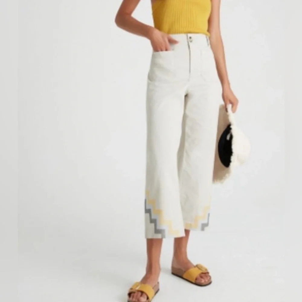 MAEVE By Anthropologie Hallee Embroidered Wide Leg Pants - Picture 1 of 6